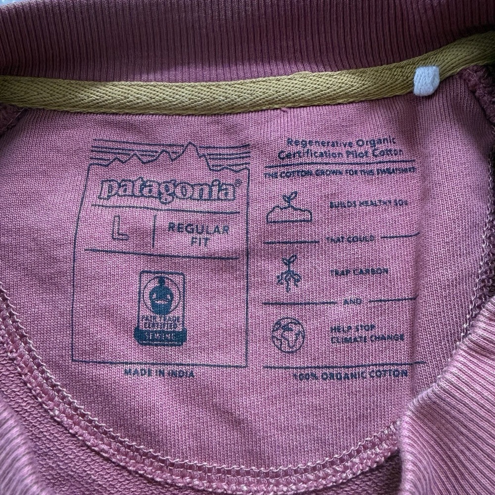 Patagonia Alpine Icon Regenerative Cotton Crewneck Sweatshirt Sz L Rose Pink - Picture 4 of 7